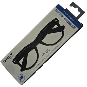 NWT Only Eyewear Black Frame Blue Light Blocking Lens Glasses +0.00